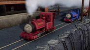 Skarloey and his friends are very angry with him and scolds him not to talk to the other engines