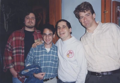 Martin (left) with ,  and 