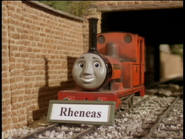 Rheneas with nameplate and Sir Handel's face