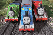 Promotional picture of Thomas with James and Percy