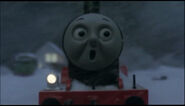 James is scared when he sees Percy as Jack Frost in Jack Frost