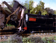 Donald smashes the Spiteful Brakevan with his nameplate on him in the restored version