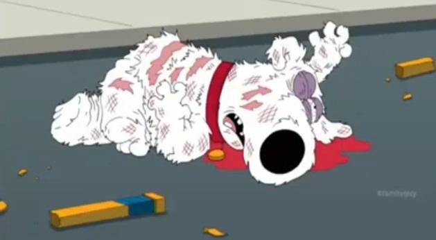 family guy brian died by car