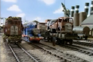 Thomas with the three wrecked Lorries in Horrid Lorry