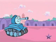 Thomas as a tank in Aaaagh! Its the Mr Hell show!