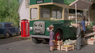 Bulgy in his green vegetable bus livery