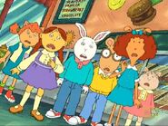 Looking shocked with Muffy, Buster, Arthur, Prunella and Jenna in the episode Vomitrocious