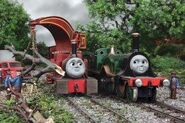 Harvey clears the track for Emily in Emily's Adventure