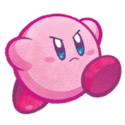 Kirby Mass Attack artwork of Kirby is running angrily