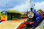 An illustration of Edward with Boco from the Railway Series books