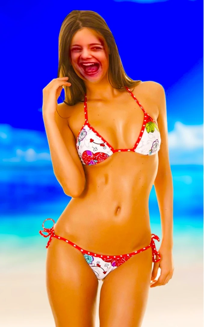 Nicole Bristow in her White and Red Heart Bikini (from Zoey 101