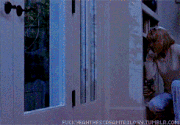 Chair smashes glass door