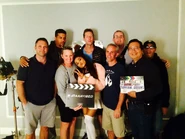 Ariana Grande and the crew of Scream Queens