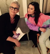 Lea and Jamie on set