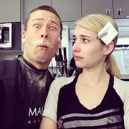 Emma Roberts and Glen Powell on set (April 20)