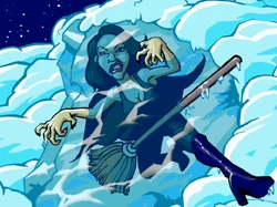 The defeated Scylla frozen in 