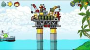 Pipes being used to carry a Oil Rig in Dot the Island from Scribblenauts Unlimited.