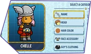 A custom Scribblenaut named Chelle, seen on the Official Site and the game's box.