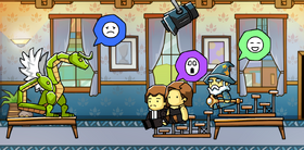 Amphisbaena with "sad" emotion in the restaurant.