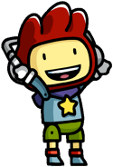 Maxwell cheering in Scribblenauts Unmasked