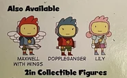 Ad for Lily and Doppelganger figures, featured on another Jazwares Scribblenauts figure box.