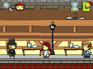 A man having dinner in 4-5 from Super Scribblenauts.