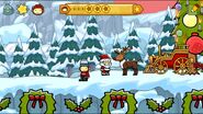 A red, blue, yellow, and green ornament decorating a Pine Tree in Abian Sea Front from Scribblenauts Unlimited.