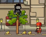 An apelike Maxwell in Scribblenauts Unmasked.