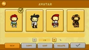 The avatar menu in .