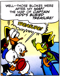 Yellow Beak tells the Ducks about the new treasure he is now seeking.