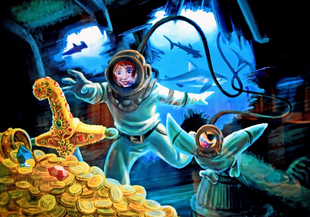 Painting of Mary and Salty diving for treasure