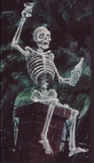 A skeleton based on Mark Davis's original painting of the Prince's skeleton form, from the cover of The Story and Song of the Haunted Mansion (drawn by Collin Campbell)