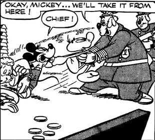 Chief O'Hara with Mickey Mouse and Eega Beeva in The Syndicate of Crime.