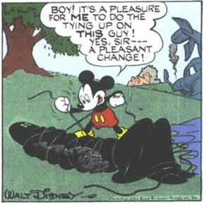 Mickey Mouse capturing the Blot at the end of Mickey Mouse Outwits the Phantom Blot (1939).