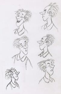 Sketches of the same design's facial expressions.