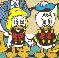 Young Della and Donald in Don Rosa's story, The Richest Duck in the World