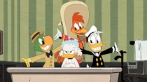 Donald, José and Panchito performing for Scrooge