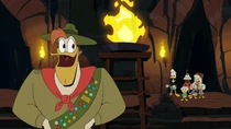 Donald and the others accidentally finding the finish line