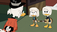 Della and Donald disappointed when Scrooge says he's going solo