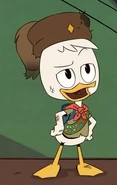 Huey in his Junior Woodchuck uniform in "Day of the Only Child!", "Challenge of the Senior Junior Woodchucks!", and "Astro B.O.Y.D.!"