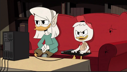 Della and Huey getting ready to play Legends of Legend Quest Dereznaroth