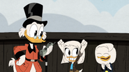 Della smiling while Donald is slightly ecstatic