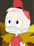 Huey wearing a facemask in "The 87 Cent Solution!"