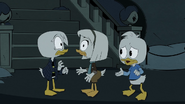 Della and Donald shocked when they learn that Dewey is about to warn them about something in the future