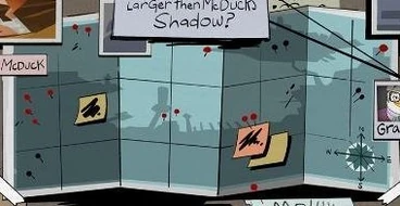 A "map" of a place in Scotland on 's board in ""