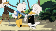 Della pulling Dewey away from Donald