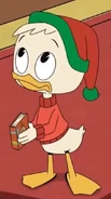 Huey wearing a red Christmas sweater and red/green hat in "Last Christmas!"