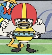 Huey in a football protection in "Woo-oo!"