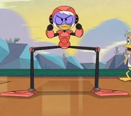 Huey in a red Gizmo suit in "Beaks in the Shell!"