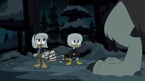 Della freeing the boys just as the monster arrives